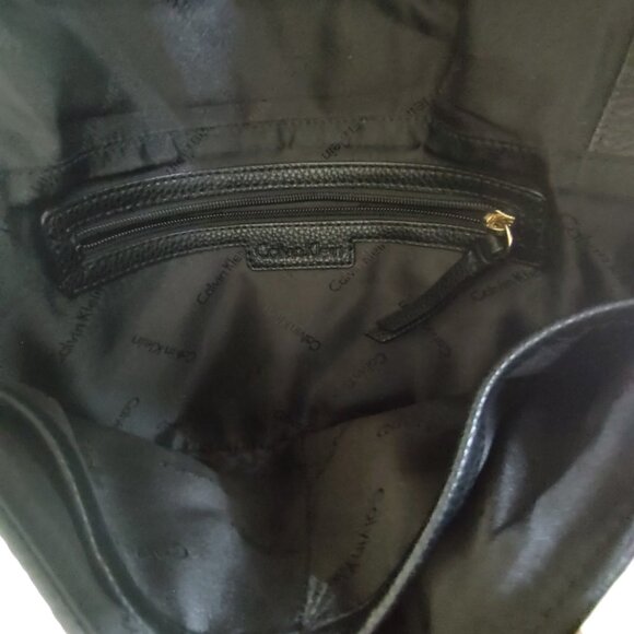 Calvin Klein Black Pebble Leather Fold Over Purse - Picture 7 of 9